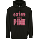 Breast Cancer Awareness In October Pink Mens 80% Cotton Hoodie Black