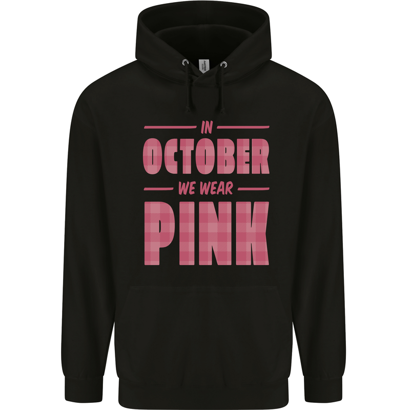 Breast Cancer Awareness In October Pink Mens 80% Cotton Hoodie Black