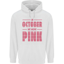 Breast Cancer Awareness In October Pink Mens 80% Cotton Hoodie White