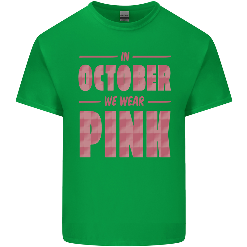 Breast Cancer Awareness In October Pink Mens Cotton T-Shirt Tee Top Irish Green