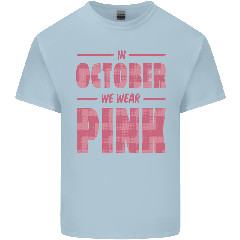 Breast Cancer Awareness In October Pink Mens Cotton T-Shirt Tee Top Light Blue