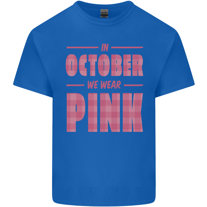 Breast Cancer Awareness In October Pink Mens Cotton T-Shirt Tee Top Royal Blue