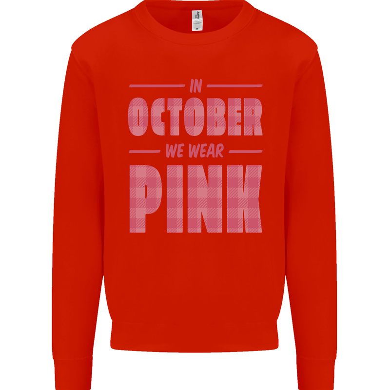 Breast Cancer Awareness In October Pink Mens Sweatshirt Jumper Bright Red