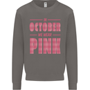 Breast Cancer Awareness In October Pink Mens Sweatshirt Jumper Charcoal