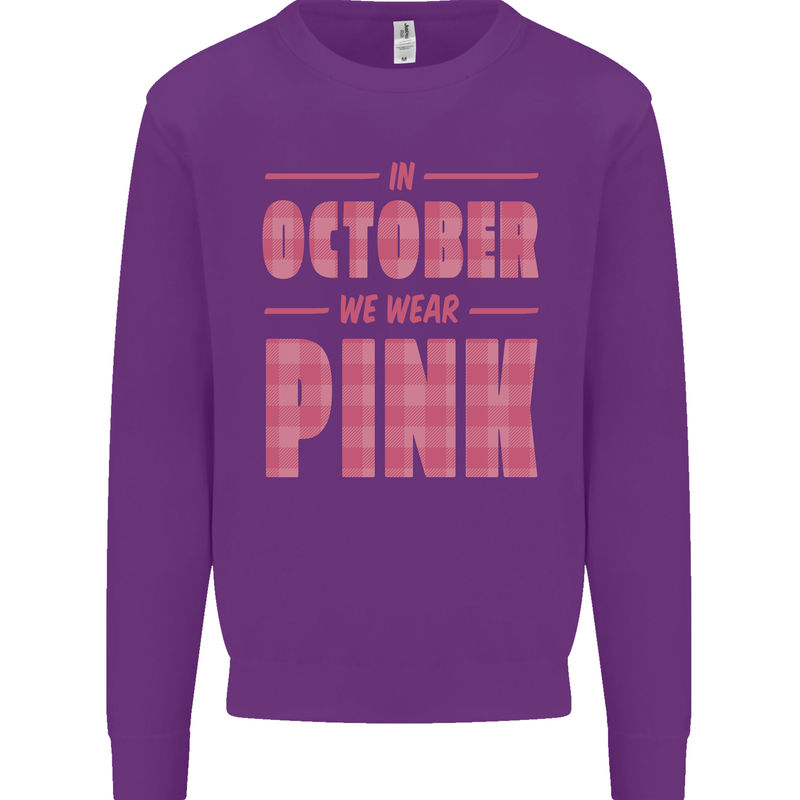 Breast Cancer Awareness In October Pink Mens Sweatshirt Jumper Purple