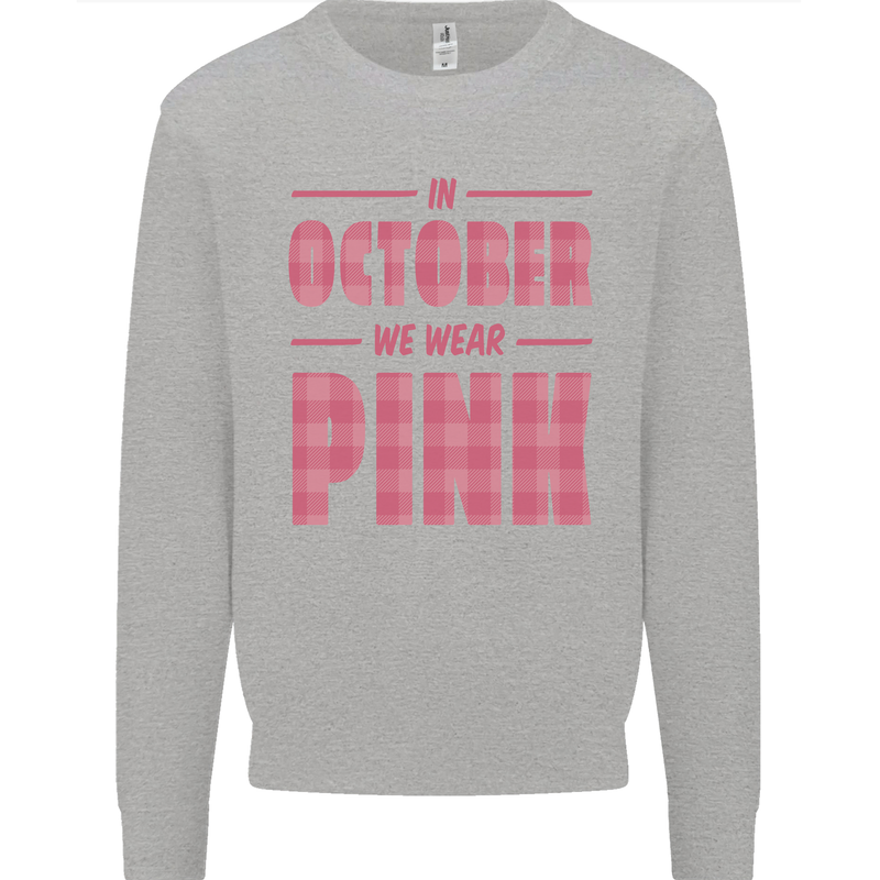 Breast Cancer Awareness In October Pink Mens Sweatshirt Jumper Sports Grey