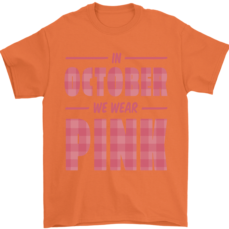 Breast Cancer Awareness In October Pink Mens T-Shirt 100% Cotton Orange