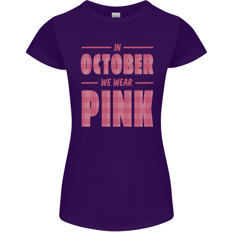 Breast Cancer Awareness In October Pink Womens Petite Cut T-Shirt Purple