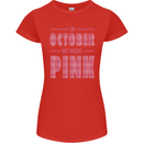 Breast Cancer Awareness In October Pink Womens Petite Cut T-Shirt Red