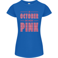 Breast Cancer Awareness In October Pink Womens Petite Cut T-Shirt Royal Blue