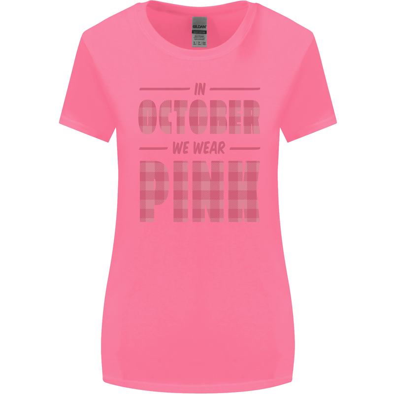 Breast Cancer Awareness In October Pink Womens Wider Cut T-Shirt Azalea