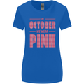 Breast Cancer Awareness In October Pink Womens Wider Cut T-Shirt Royal Blue