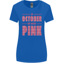 Breast Cancer Awareness In October Pink Womens Wider Cut T-Shirt Royal Blue