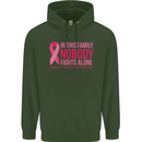 Breast Cancer Awareness Nobody Fights Alone Childrens Kids Hoodie Forest Green