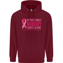 Breast Cancer Awareness Nobody Fights Alone Childrens Kids Hoodie Maroon