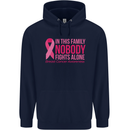 Breast Cancer Awareness Nobody Fights Alone Childrens Kids Hoodie Navy Blue