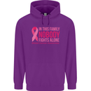 Breast Cancer Awareness Nobody Fights Alone Childrens Kids Hoodie Purple