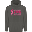Breast Cancer Awareness Nobody Fights Alone Childrens Kids Hoodie Storm Grey