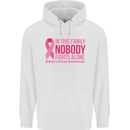 Breast Cancer Awareness Nobody Fights Alone Childrens Kids Hoodie White