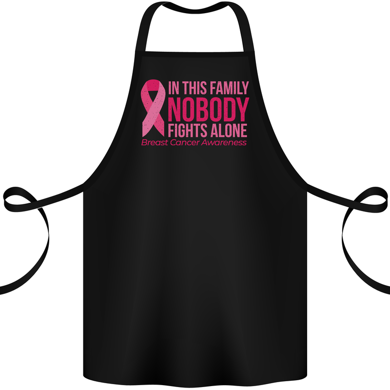 Breast Cancer Awareness Nobody Fights Alone Cotton Apron 100% Organic Black