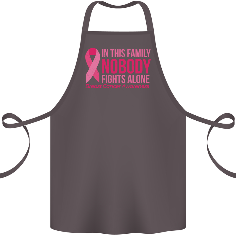 Breast Cancer Awareness Nobody Fights Alone Cotton Apron 100% Organic Dark Grey