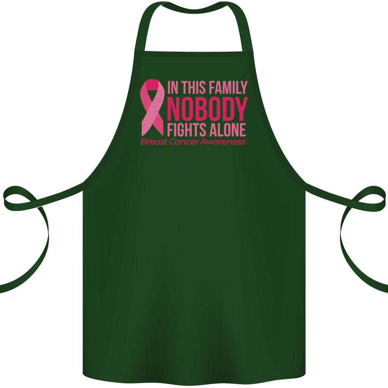 Breast Cancer Awareness Nobody Fights Alone Cotton Apron 100% Organic Forest Green