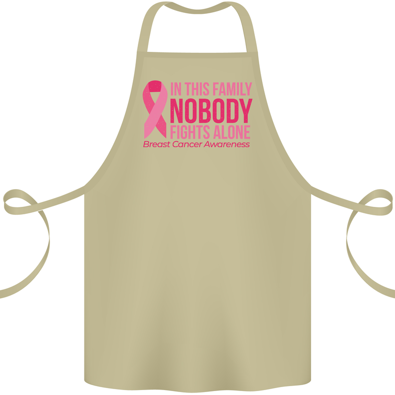 Breast Cancer Awareness Nobody Fights Alone Cotton Apron 100% Organic Khaki