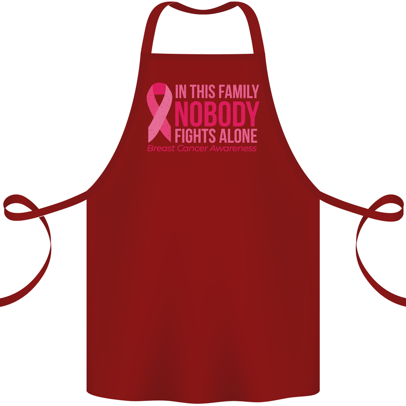 Breast Cancer Awareness Nobody Fights Alone Cotton Apron 100% Organic Maroon