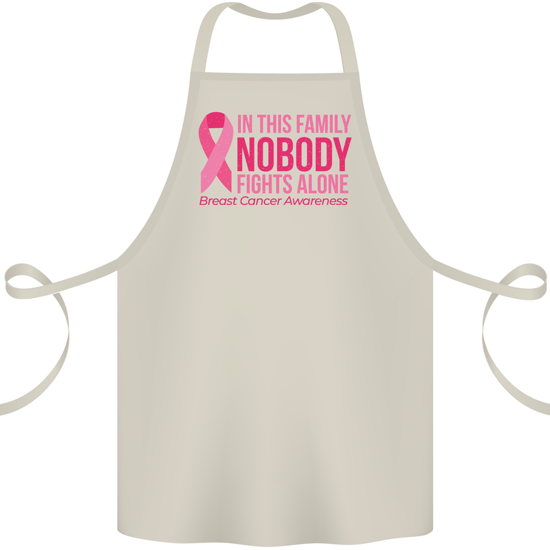 Breast Cancer Awareness Nobody Fights Alone Cotton Apron 100% Organic Natural