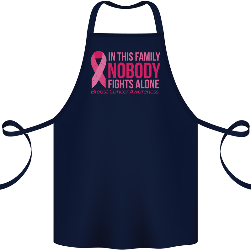 Breast Cancer Awareness Nobody Fights Alone Cotton Apron 100% Organic Navy Blue