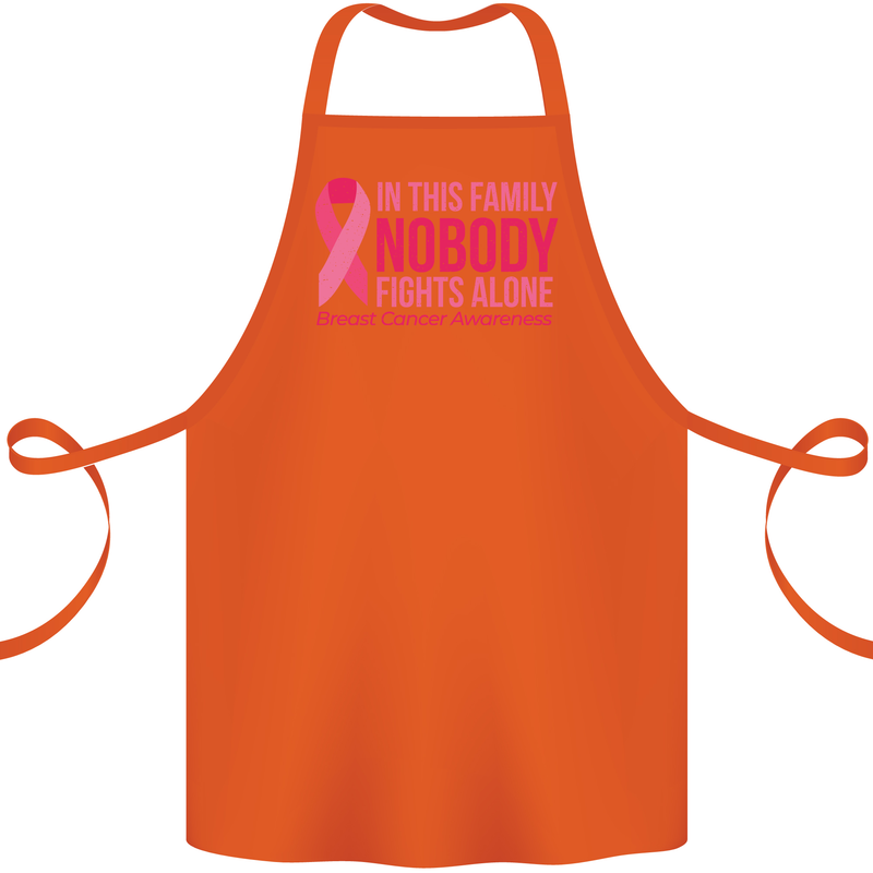 Breast Cancer Awareness Nobody Fights Alone Cotton Apron 100% Organic Orange