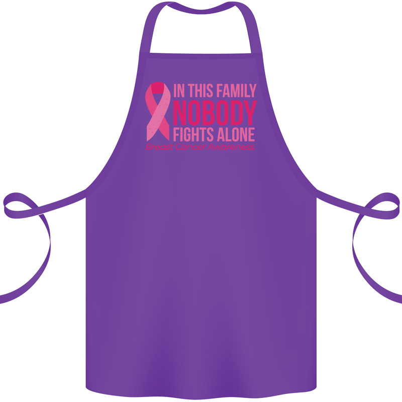 Breast Cancer Awareness Nobody Fights Alone Cotton Apron 100% Organic Purple