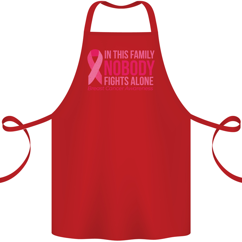 Breast Cancer Awareness Nobody Fights Alone Cotton Apron 100% Organic Red
