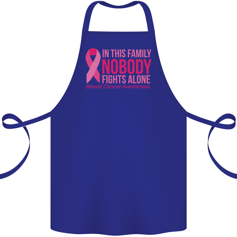 Breast Cancer Awareness Nobody Fights Alone Cotton Apron 100% Organic Royal Blue