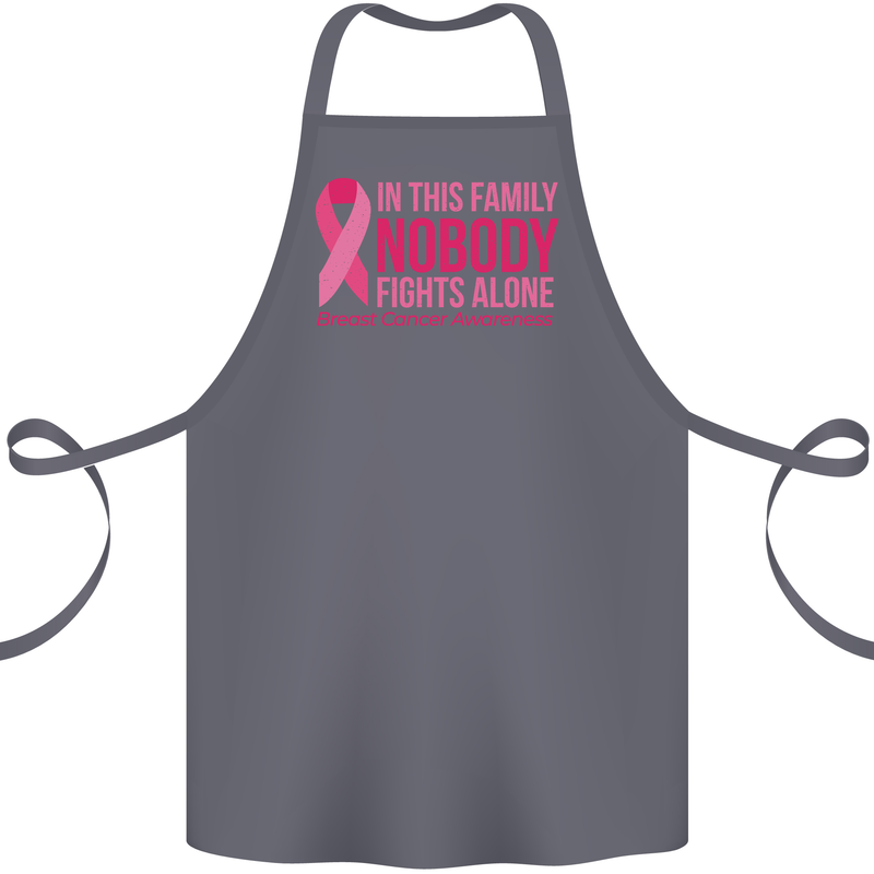 Breast Cancer Awareness Nobody Fights Alone Cotton Apron 100% Organic Steel