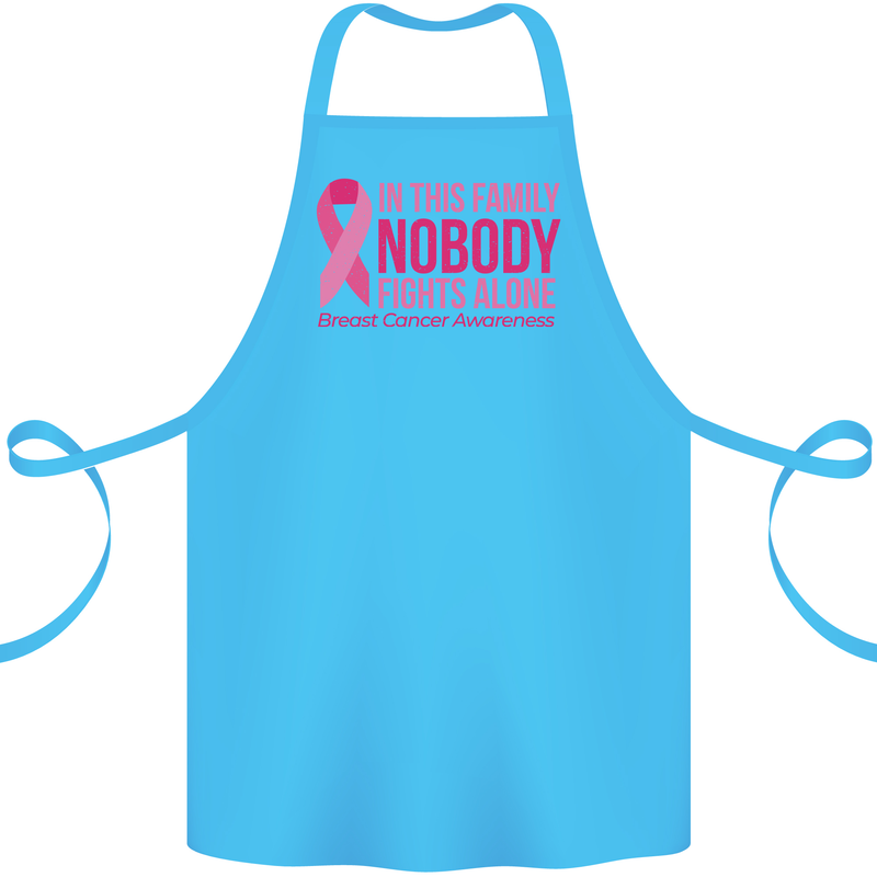Breast Cancer Awareness Nobody Fights Alone Cotton Apron 100% Organic Turquoise