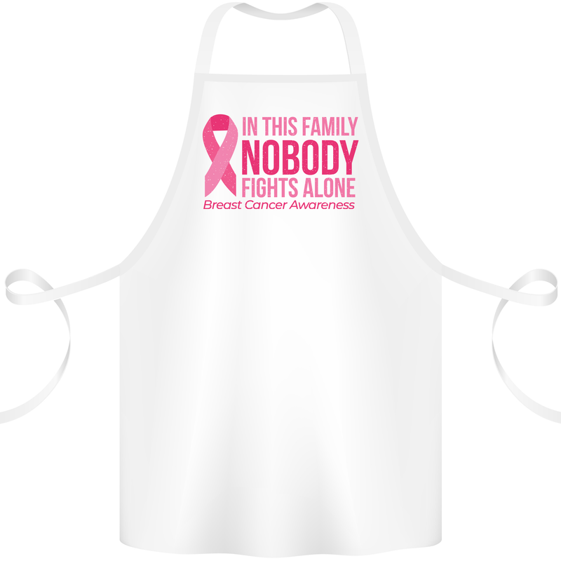 Breast Cancer Awareness Nobody Fights Alone Cotton Apron 100% Organic White
