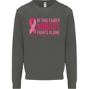 Breast Cancer Awareness Nobody Fights Alone Kids Sweatshirt Jumper Storm Grey