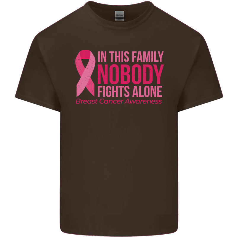 Breast Cancer Awareness Nobody Fights Alone Kids T-Shirt Childrens Chocolate