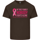 Breast Cancer Awareness Nobody Fights Alone Mens Cotton T-Shirt Tee Top Dark Chocolate