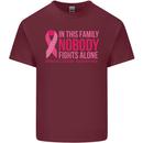 Breast Cancer Awareness Nobody Fights Alone Mens Cotton T-Shirt Tee Top Maroon