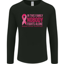 Breast Cancer Awareness Nobody Fights Alone Mens Long Sleeve T-Shirt Black