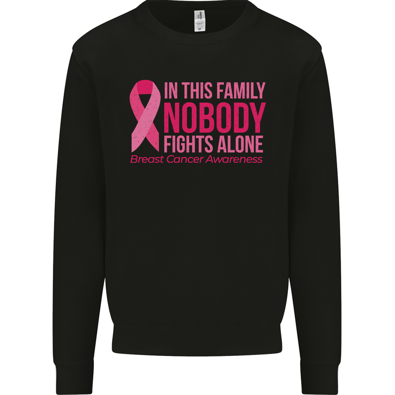 Breast Cancer Awareness Nobody Fights Alone Mens Sweatshirt Jumper Black