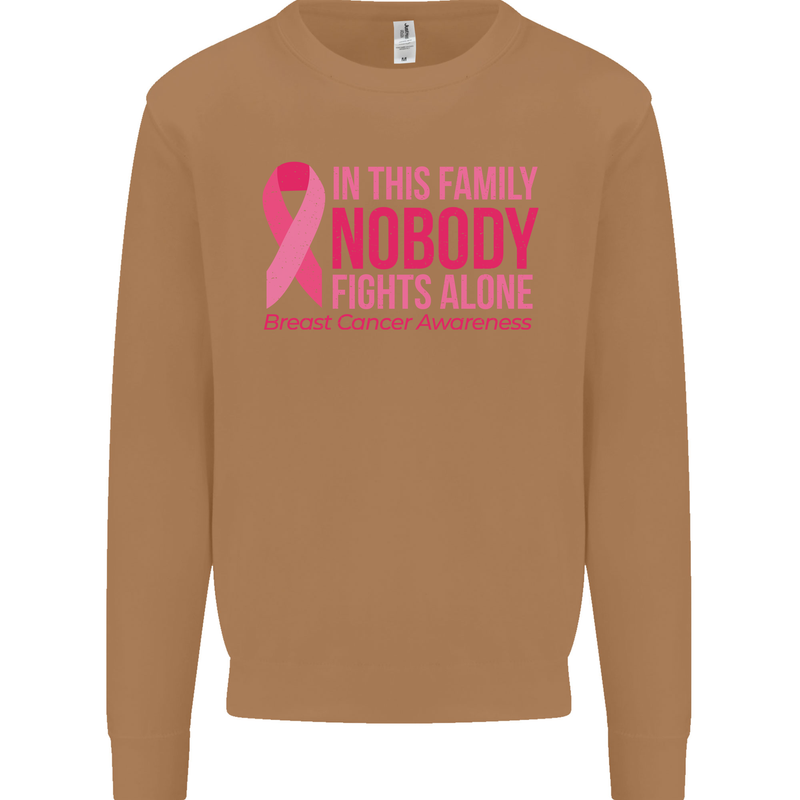 Breast Cancer Awareness Nobody Fights Alone Mens Sweatshirt Jumper Caramel Latte