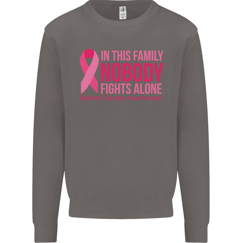 Breast Cancer Awareness Nobody Fights Alone Mens Sweatshirt Jumper Charcoal