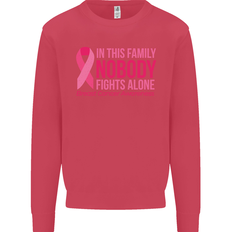 Breast Cancer Awareness Nobody Fights Alone Mens Sweatshirt Jumper Heliconia