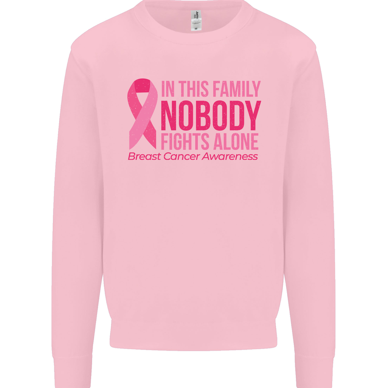 Breast Cancer Awareness Nobody Fights Alone Mens Sweatshirt Jumper Light Pink