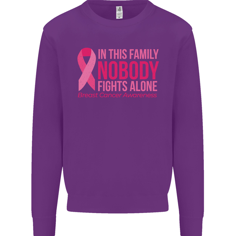 Breast Cancer Awareness Nobody Fights Alone Mens Sweatshirt Jumper Purple