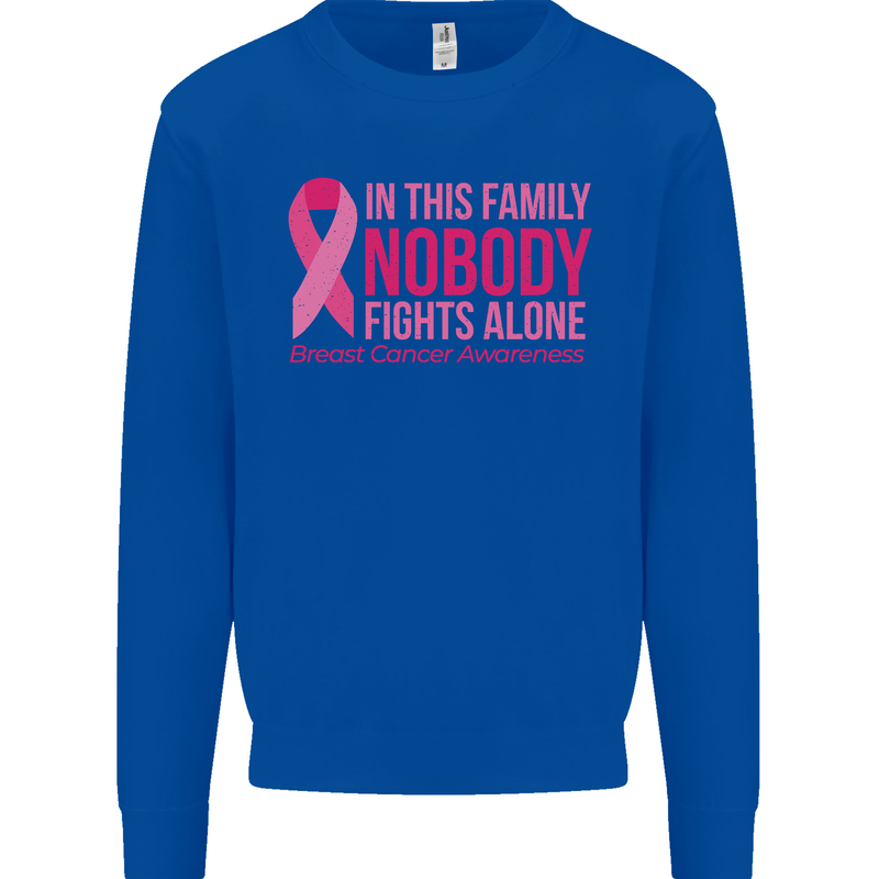 Breast Cancer Awareness Nobody Fights Alone Mens Sweatshirt Jumper Royal Blue