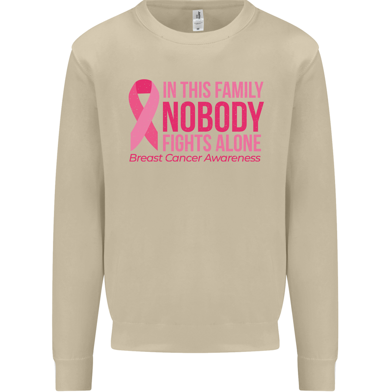 Breast Cancer Awareness Nobody Fights Alone Mens Sweatshirt Jumper Sand